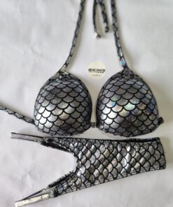 "Bikinis de Posing plateado sirena para Bikini Fitness, Wellness y Figura - Diseñados para la Mujer Fuerte y Segura"
