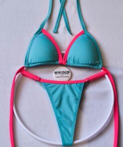 Bikini azul claro rosa confite corte corazón breteles ajustables BikinisFitness