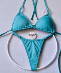 Bikini azul celeste claro corte corazón breteles ajustables BikinisFitness