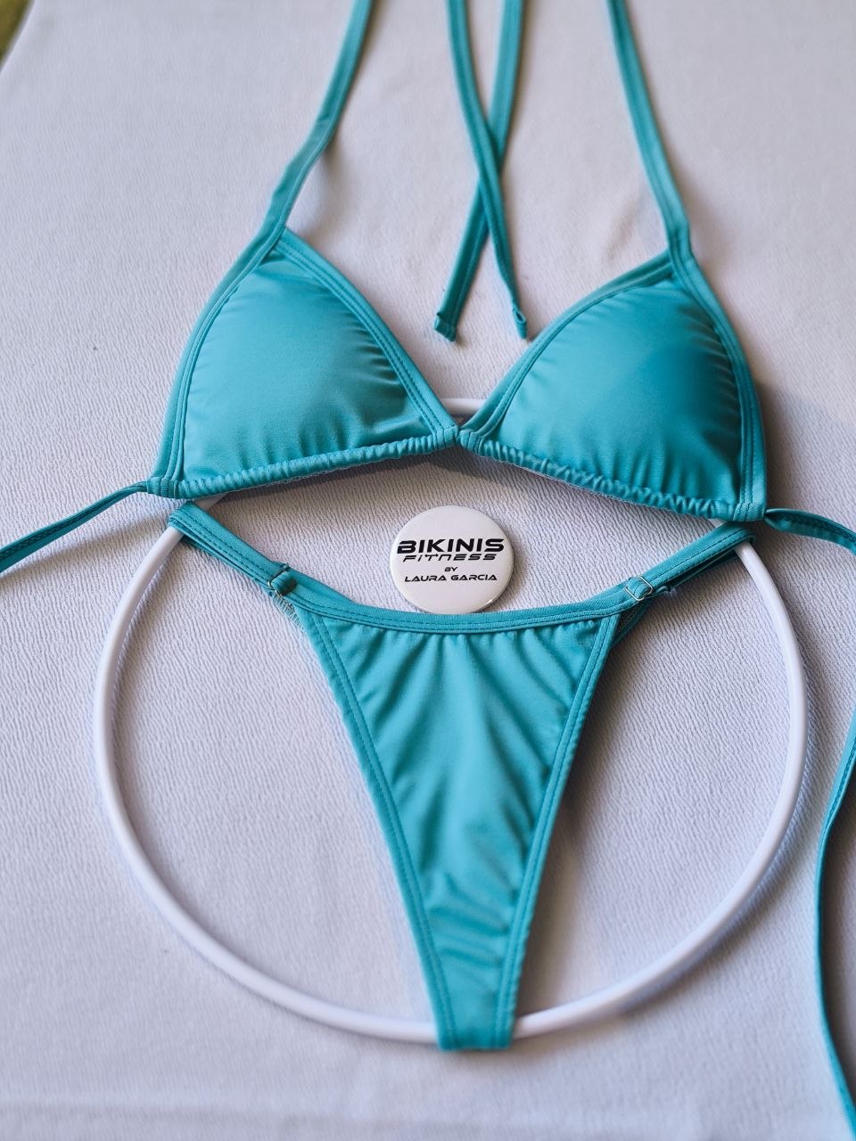 Bikini azul celeste claro corte corazón breteles ajustables