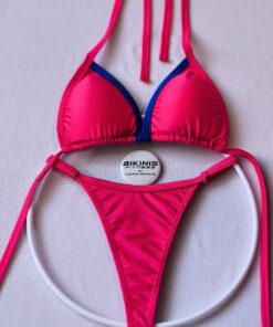 Bikini fuccia fuerte con azul corte brasilero y breteles ajustables BikinisFitness