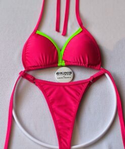 Bikini de playa fuccia fuerte verde neón corte brasileño BikinisFitness
