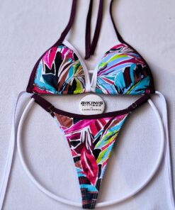 Bikini de playa estampado bordes burdeo corte brasileño en el glúteo breteles ajustables BikinisFitness