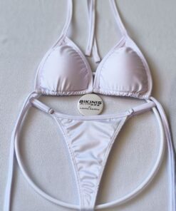 Bikini de playa opalo blanco corte brasileño en el glúteo breteles ajustables BikinisFitness