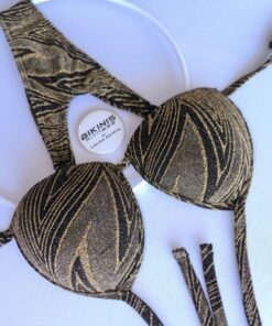 Bikini de posing y práctica golden Black copa triangulo corte pro cut breteles ajustables BikinisFitness