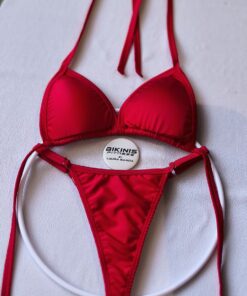 Bikini rojo rubí corte brasilero breteles ajustables BikinisFitness